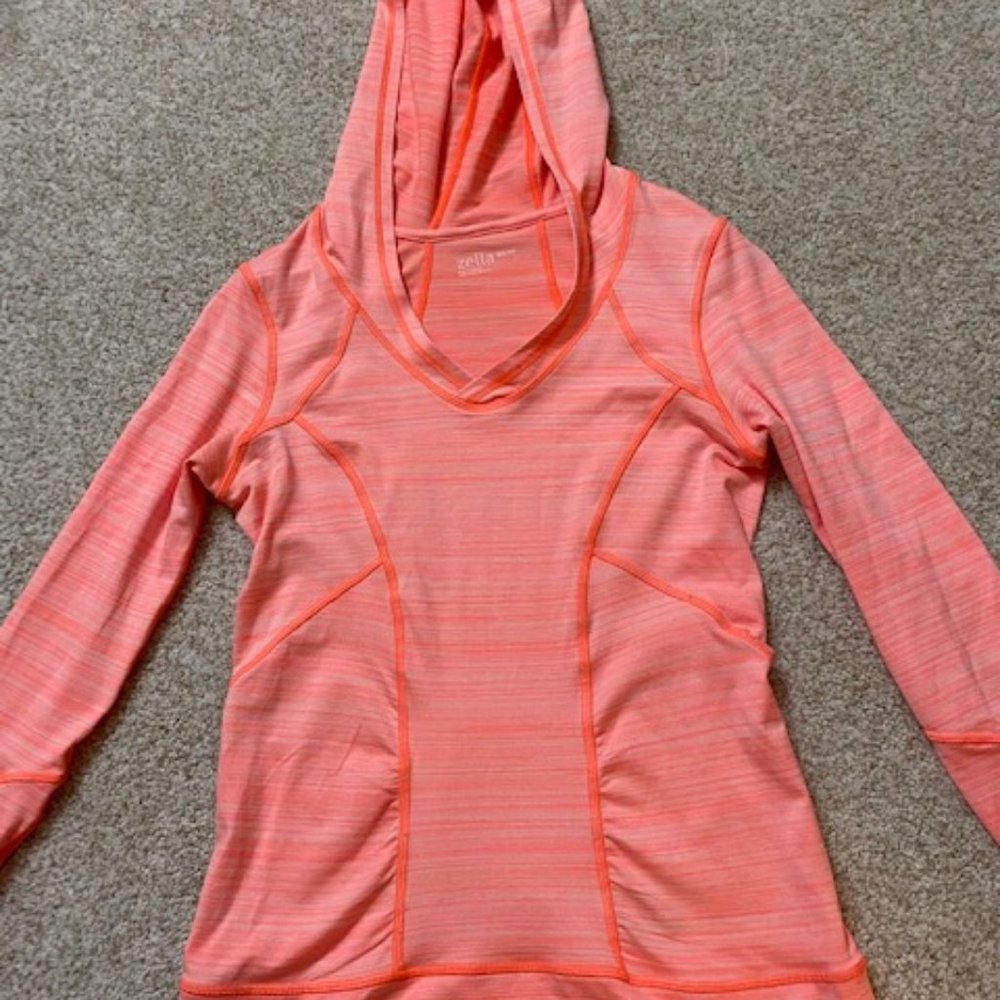 Zella hooded athletic top women xs neon